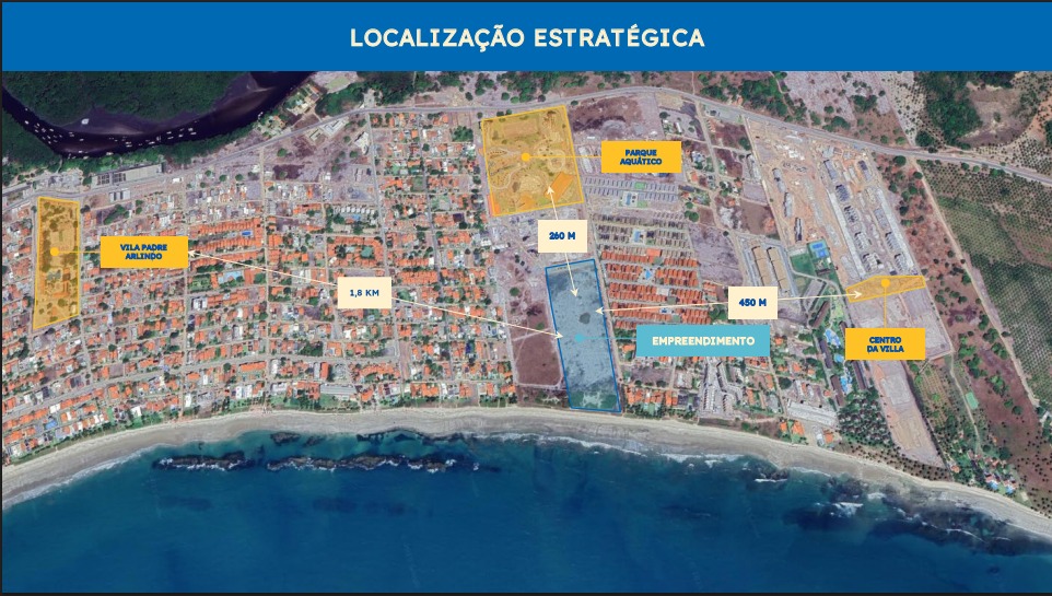 Mapa de localização estratégica Solina Praia dos Carneiros - vista aérea com distâncias