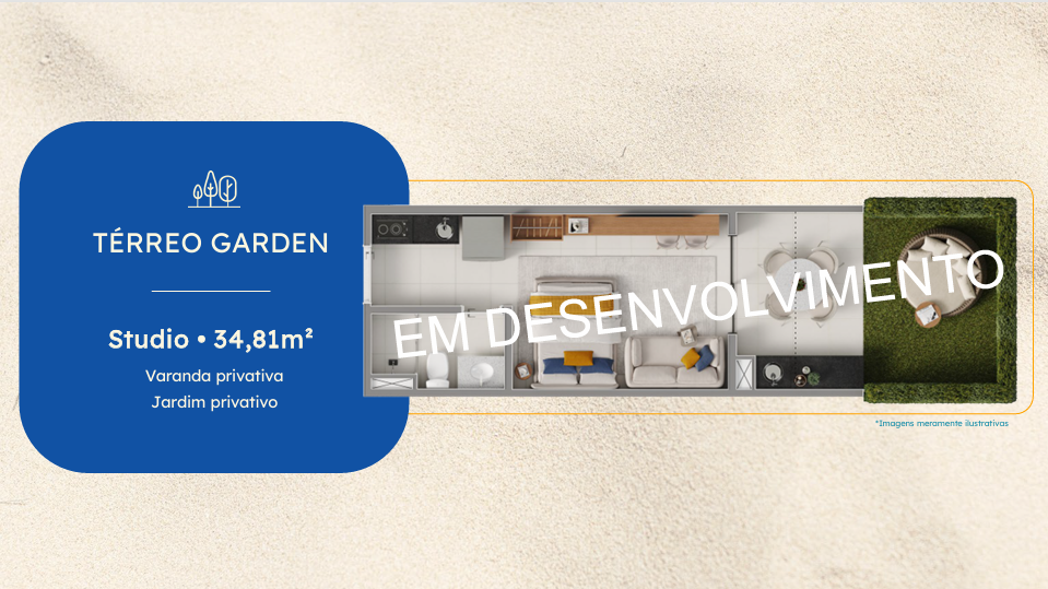 Térreo Garden 34,81m² com jardim privativo